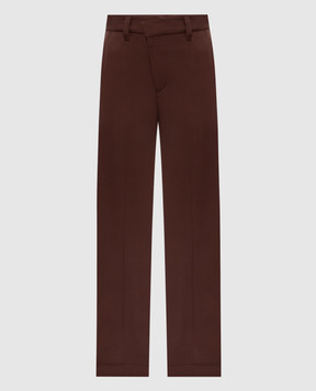 Brunello Cucinelli Коричневые брюки из шерсти с цепочкой мониль MP553P9294