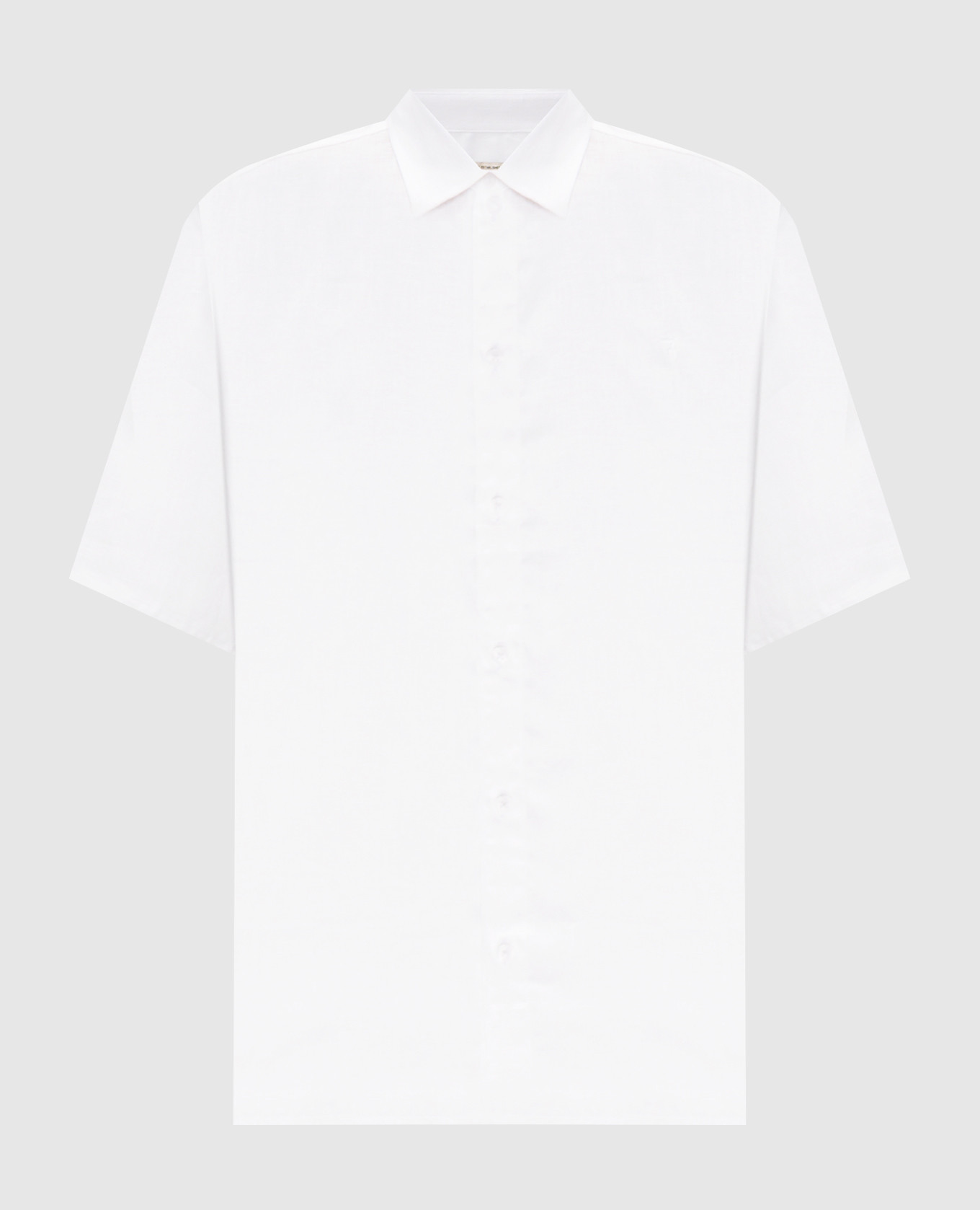 

Белая рубашка с короткими рукавами из льна, Белый, Рубашки