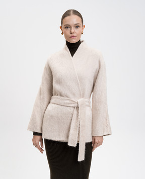 Max Mara Біле пальто Celtico на запах з вовною альпаки CELTICO