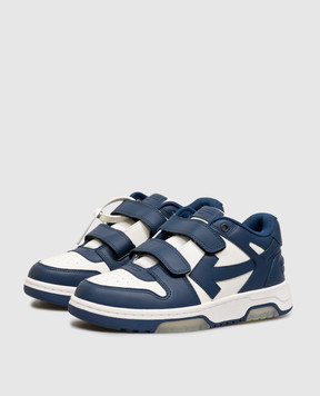 Off-White Детские синие кожаные кроссовки Out Of Office OF06413430
