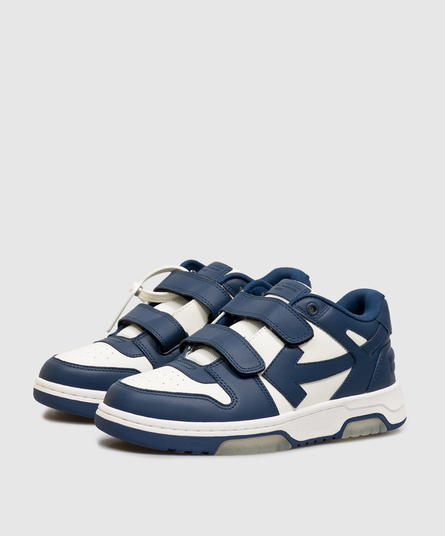 Off-White Детские синие кожаные кроссовки Out Of Office OF06413430 изображение 2