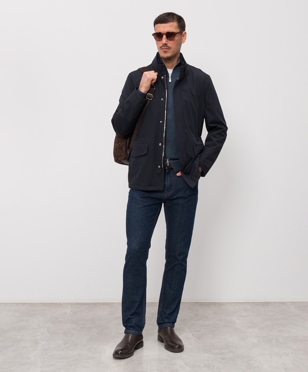 Enrico Mandelli Синий кардиган с шелком 3K033A5645 изображение 2