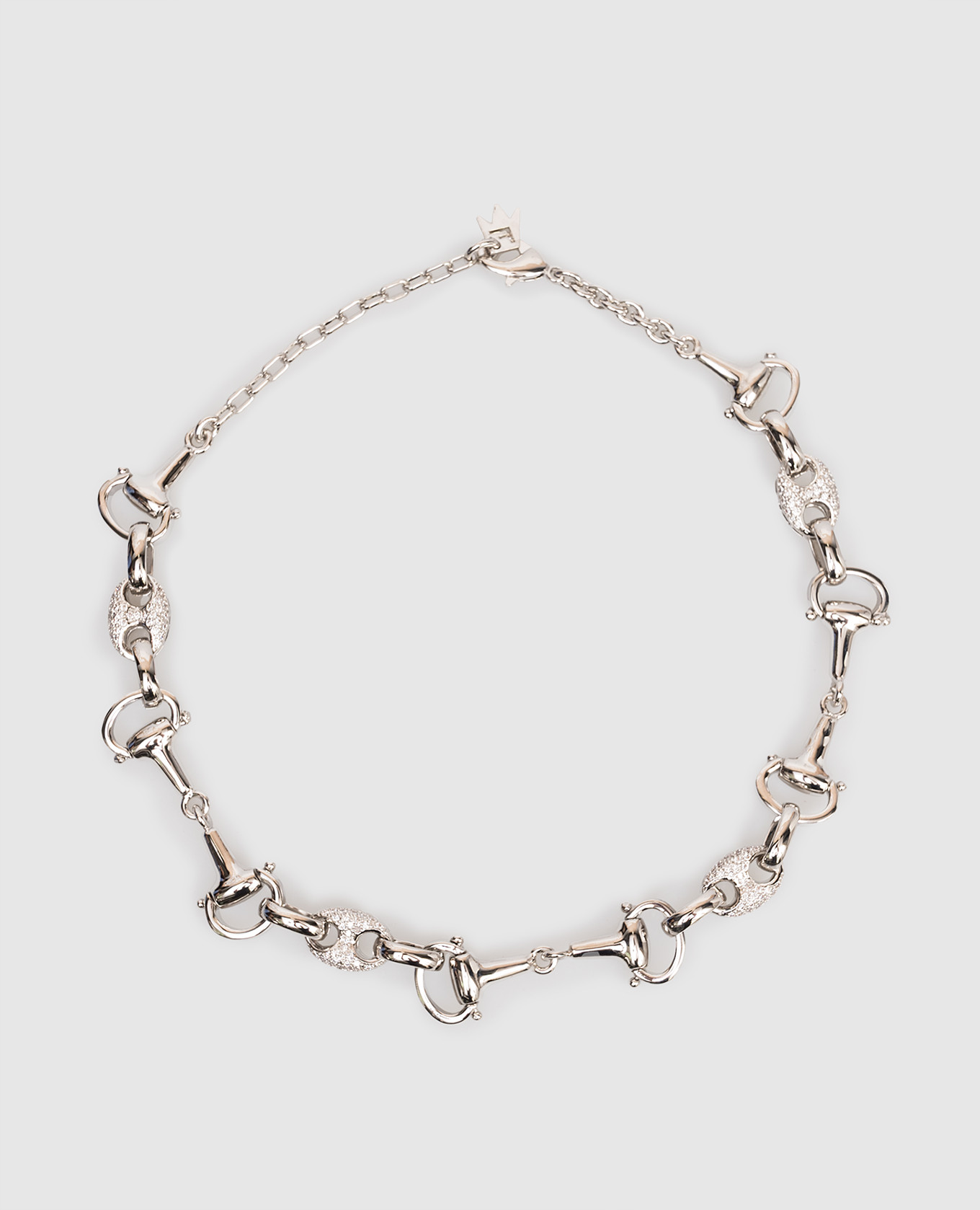 

Серебряное колье с кристаллами, Серебристый, Колье