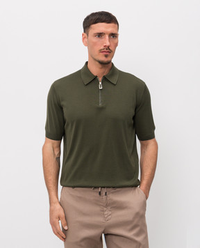 Stefano Ricci Зелене поло із шовку зі шкірою крокодила K616006Z41F26102