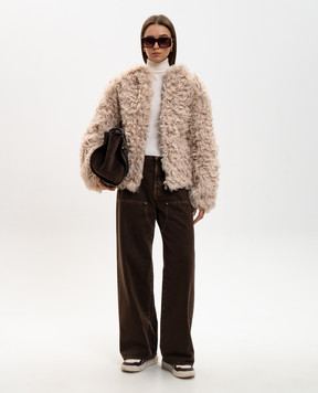 Babe Pay Pls Бежевая дубленка с капюшоном 2529VEGA