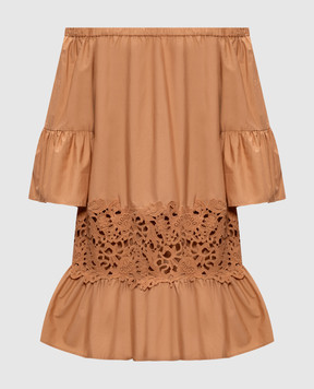 Twinset Коричнева сукня з мереживом 261LB2AEE