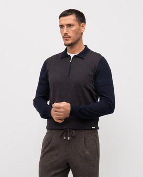 Enrico Mandelli Синее поло из шерсти 2K089A5911