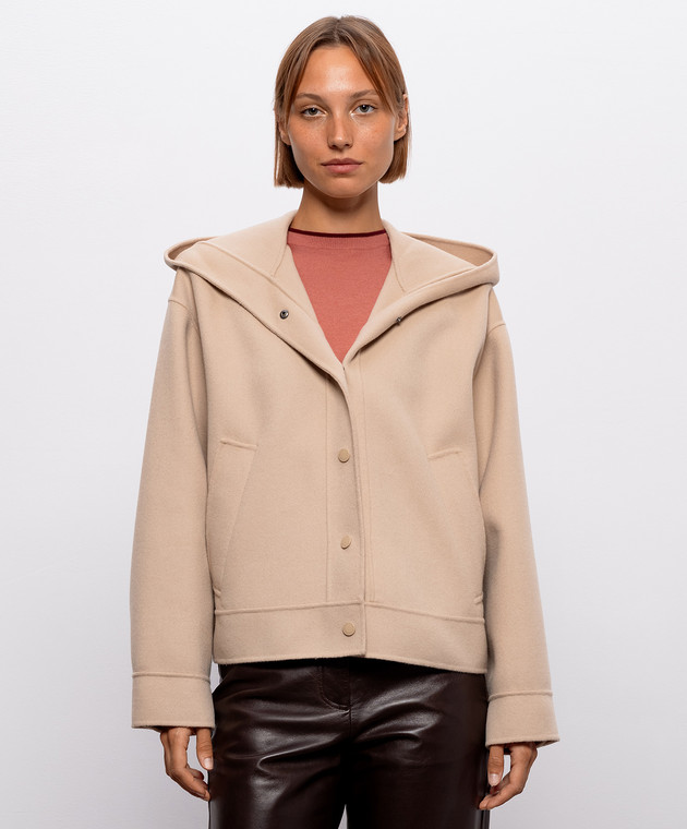 Max Mara Weekend Бежевое укороченное пальто RIDENTE с шерстью WKDRIDENTE изображение 3