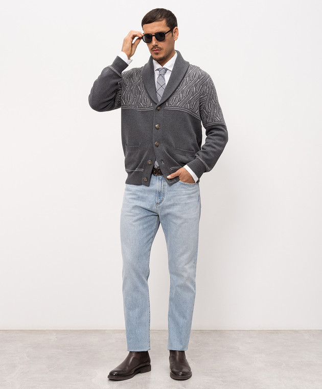 Brunello Cucinelli Сірий кардиган у візерунок M28709406P зображення 2