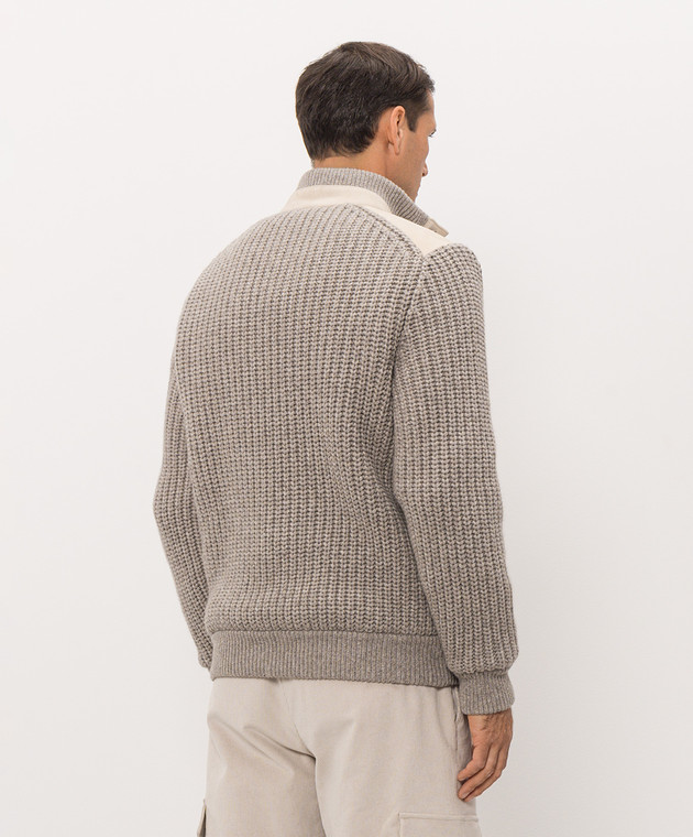 Brunello Cucinelli Бежевая комбинированная куртка с кашемиром MPMVS2060 изображение 4