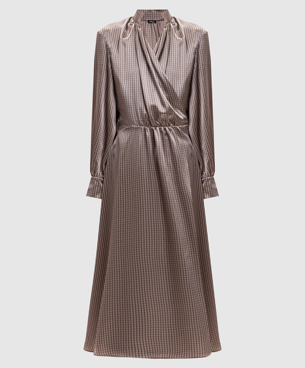 Kiton Бежевое платье на запах из шелка D62319K0584I