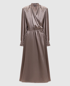 Kiton Бежева сукня на запах із шовку D62319K0584I