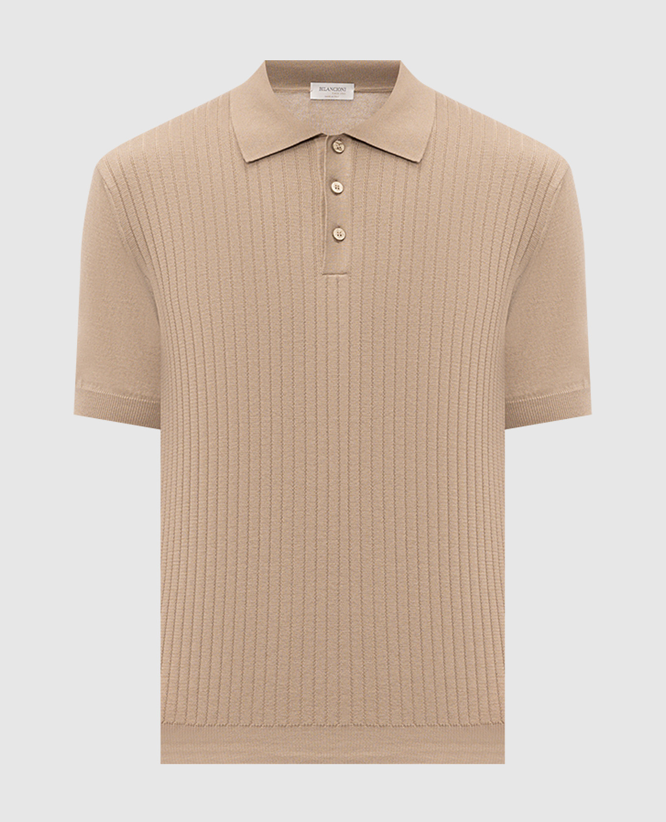 Бежевое поло в рубчик