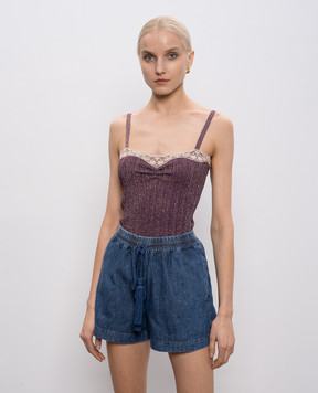 Valentino Фиолетовый топ в рубчике с люрексом 8B0KM06QA8T