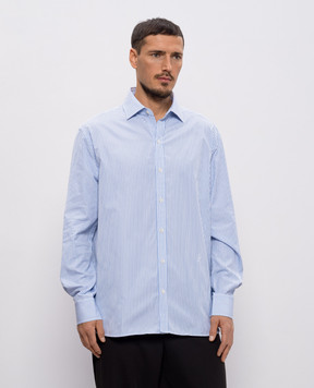 JW Anderson Голубая рубашка в полоску с монограммой SH0367PG1890