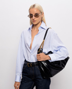 Saint Laurent Черная кожаная сумка-хобо HORTENSE 871220AAGOL