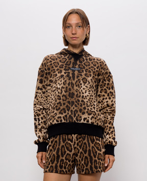 Dolce&Gabbana Коричневые худи в леопардовый принт F9U48TFS785