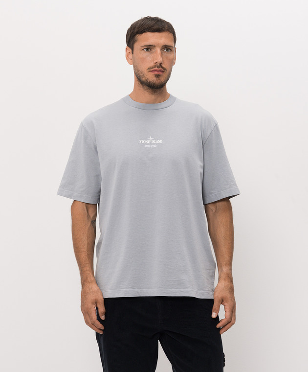 Stone Island Сіра футболка з принтом ARCHIVIO L2S152100033S0091 зображення 3