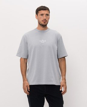 Stone Island Сіра футболка з принтом ARCHIVIO L2S152100033S0091