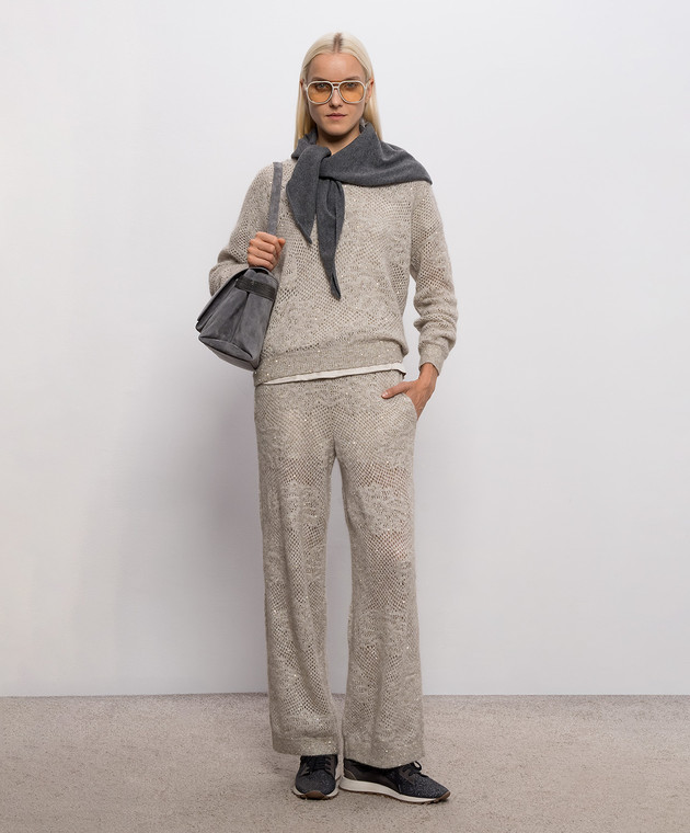 Brunello Cucinelli Бежевые брюки с шерстью MFA790199 изображение 2