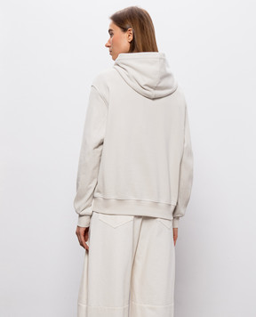 Brunello Cucinelli худи цвета айвори с вышивкой MN05NB2X09