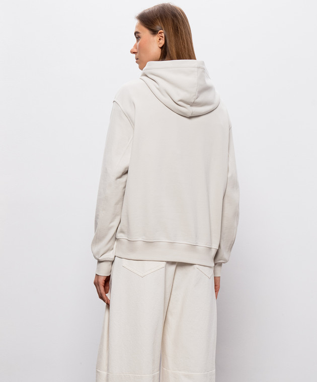 Brunello Cucinelli Худі кольору айворі з вишивкою MN05NB2X09 зображення 3