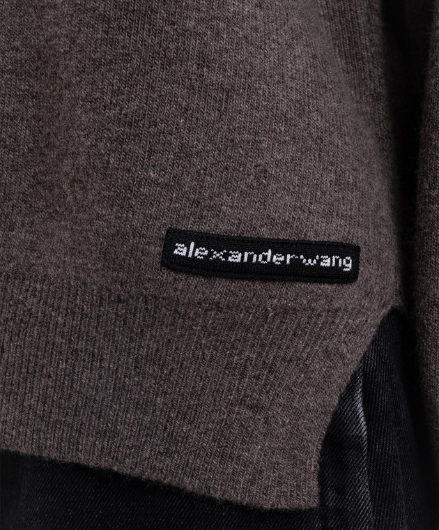 Alexander Wang Коричневый асимметричный свитер с шерстью 1KC4261020 изображение 5