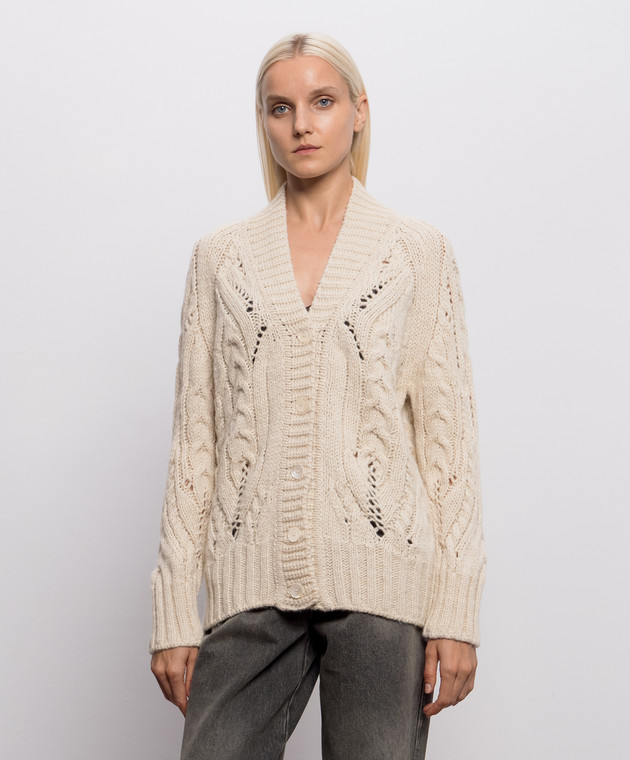 Ermanno Scervino Кардиган з вовною альпаки кольору айворі D495N322NWJ зображення 3
