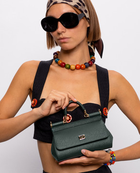 Dolce&Gabbana Зеленая кожаная сумка-мини Sicily BB7116B1001