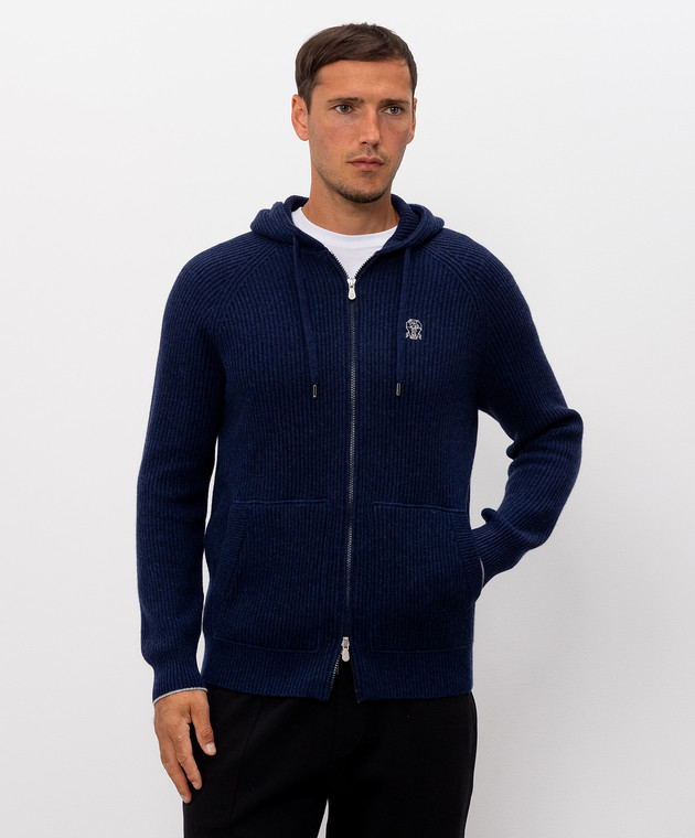 Brunello Cucinelli Синя спортивна куртка з кашеміру M22704806G зображення 2