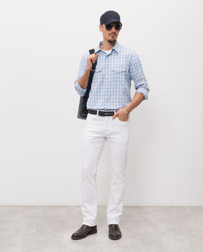 Tom Ford Голубая рубашка в клетку HDS001FMC312