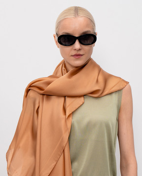 Saint Laurent Коричнева хустка із шовку з візерунком Cassandre 8599153Y039