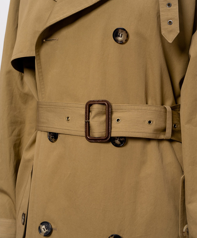 Saint Laurent Коричневый двубортный тренч с шелком 851259Y6J95 изображение 5