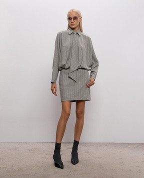 Brunello Cucinelli Серое платье с шерстью в полоску MG576AB5H1