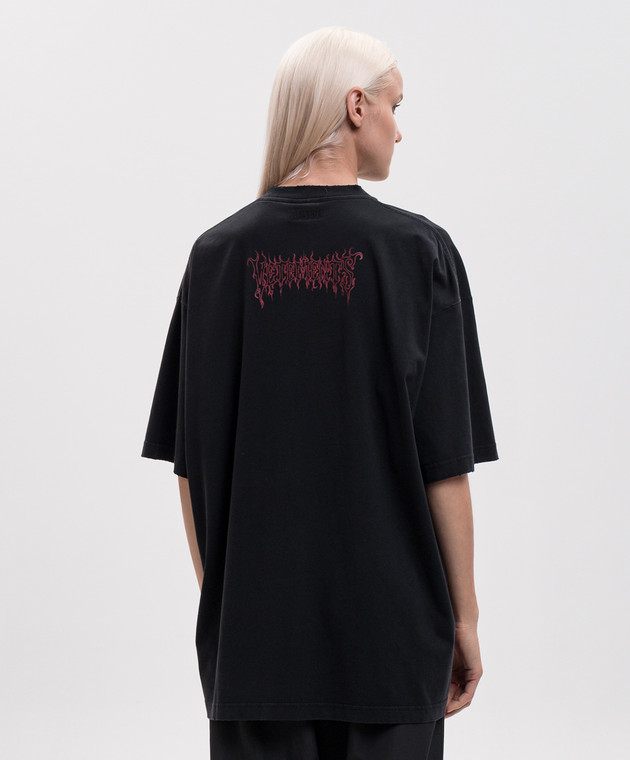 Vetements Черная футболка с брендовым принтом MH27TR209Bw изображение 4