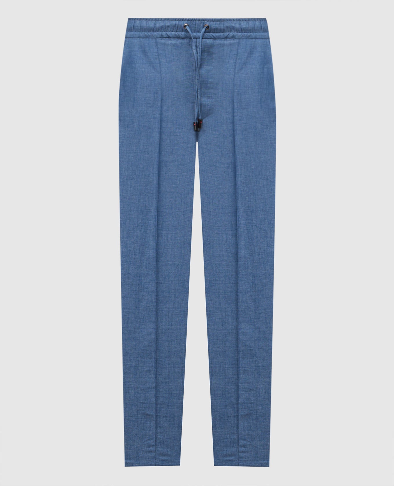 Голубые брюки из льна