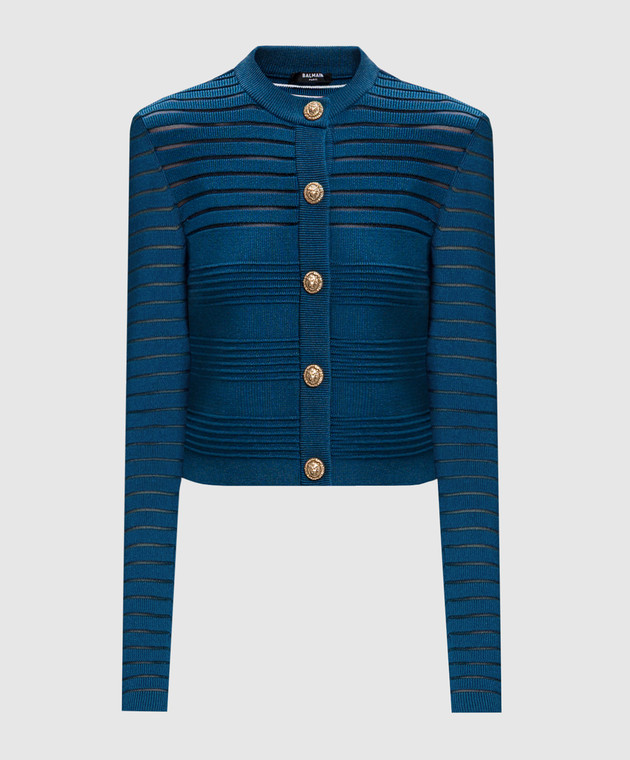 Balmain Синій укорочений кардиган HF1KL878KK10