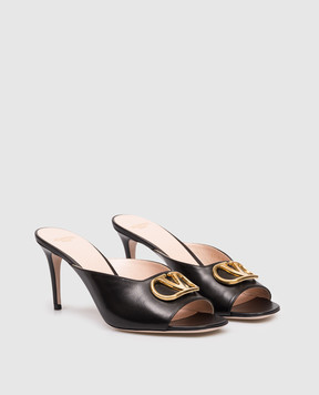 Valentino Чорні шкіяряні мюлі з емблемою VLogo 8W0S0NQ4ZIC