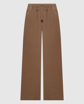 Max Mara Коричневые брюки GENERO из шелка MXMGENERO