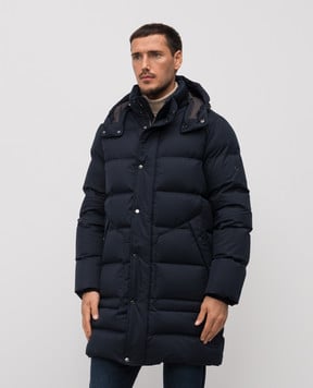 Stefano Ricci Синій подовжений пуховик M6J5400120PL001T