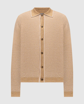 Canali Бежевий кардиган з льоном та шовком MK02462C1180