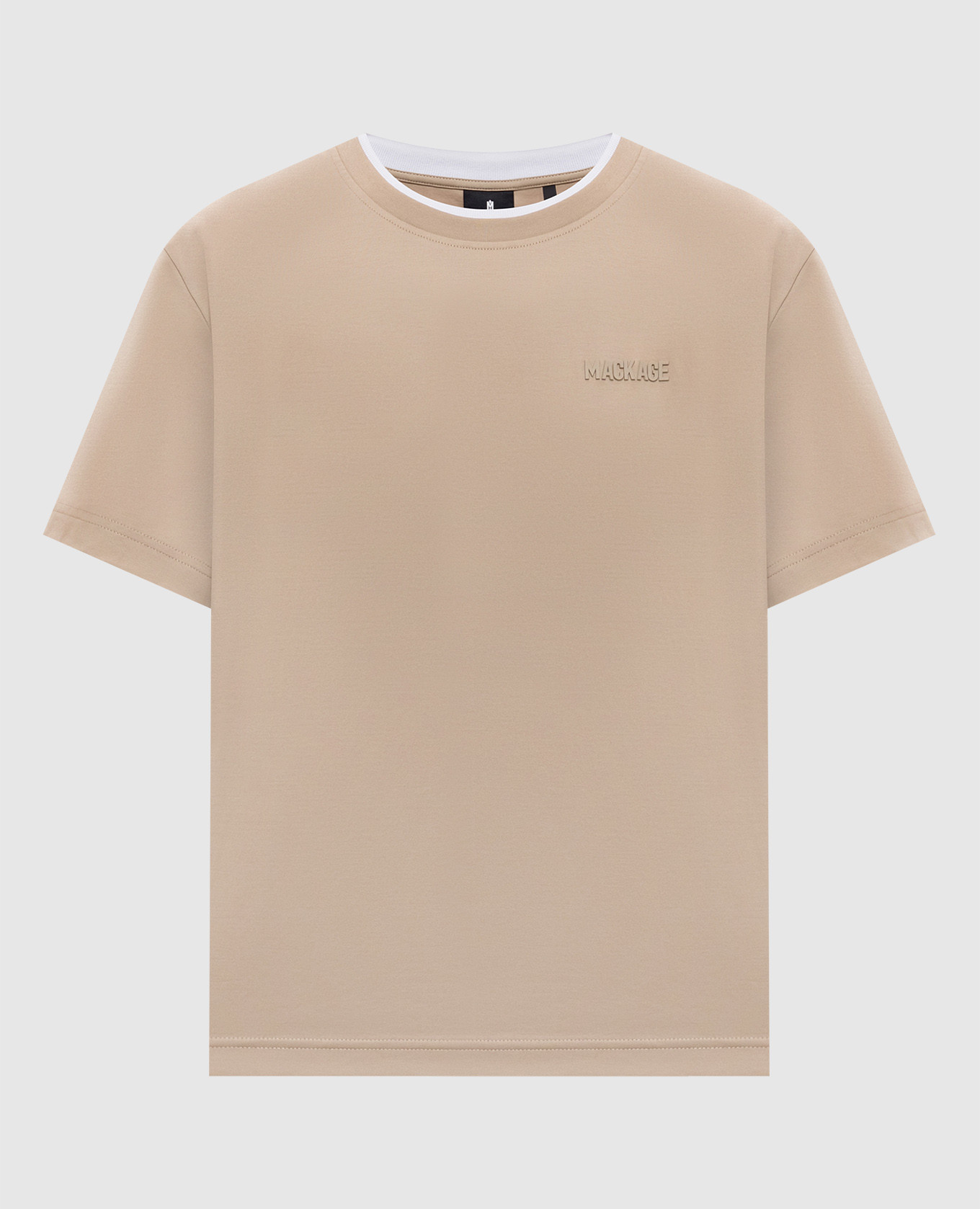 

Бежевая футболка с фактурным логотипом, Бежевый, Футболки