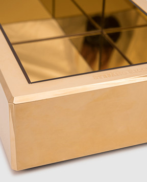 Stefano Ricci Золотистий органайзер для дрібниць з гравіюванням логотипа KITTOWELPMMA