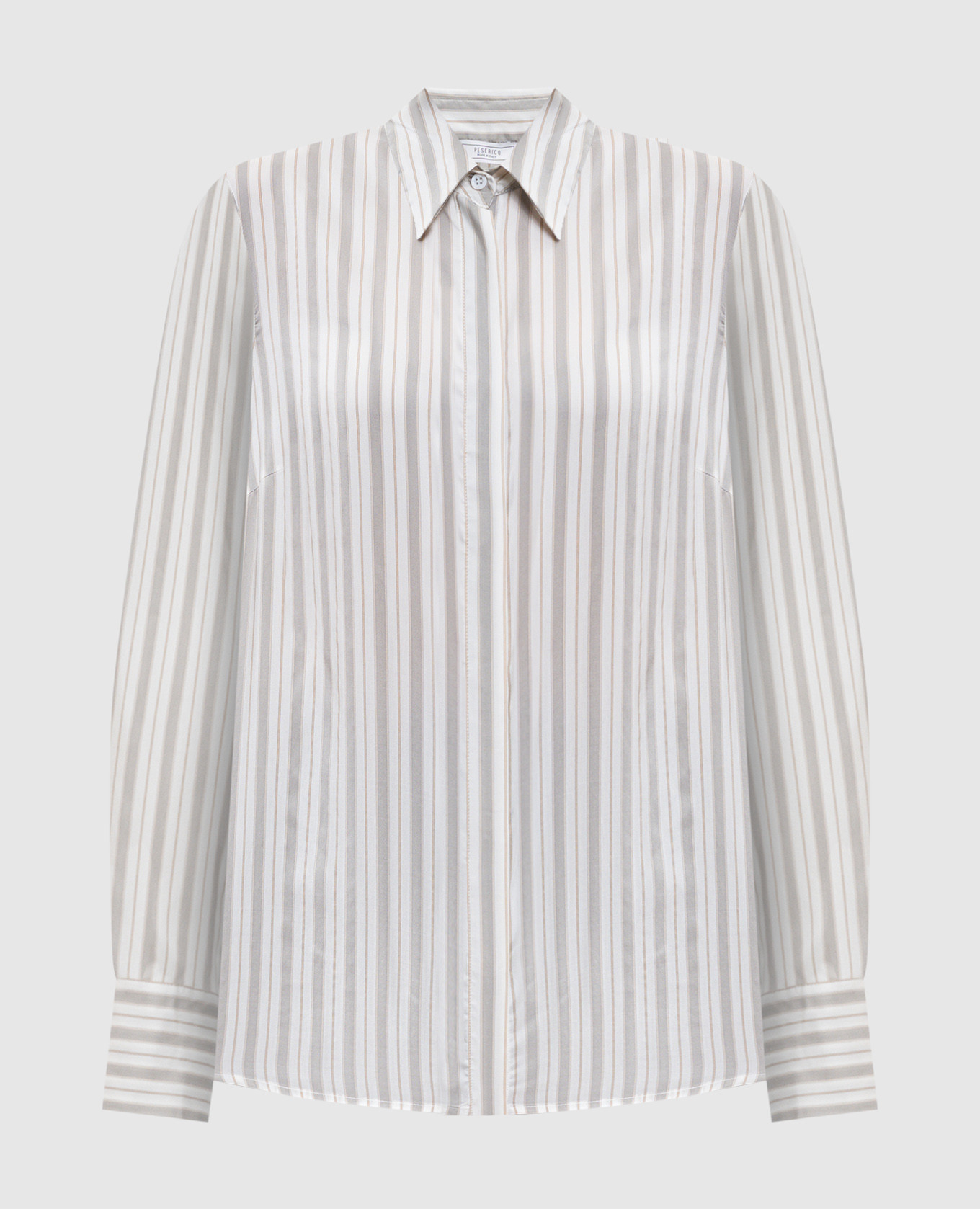 

Белая блуза из шелка в полоску, Белый, Блузы