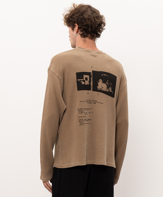 Ann Demeulemeester Коричневый лонгслив Emil Relax Boxy с принтом B0014223FA757 изображение 4