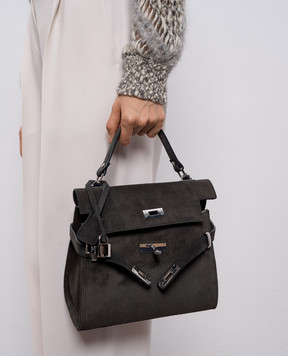 Gianni Notaro Серая замшевая сумка-сетчел Suede 099SUEDENIKEL