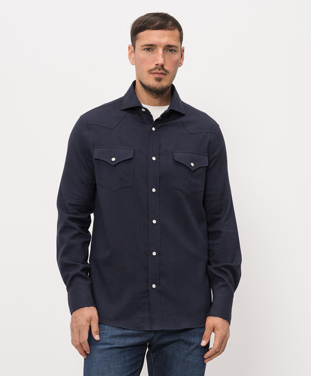 Brunello Cucinelli Синя сорочка MY6374008 зображення 3