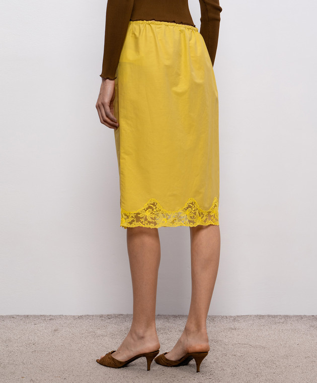 Saint Laurent Жовта спідниця із шовком з мереживом 856886Y7J24 зображення 4