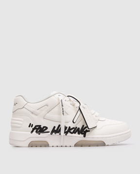 Off-White Білі шкіряні кросівки Out Of Office For Walking з принтом OMIA189C99LEA01A