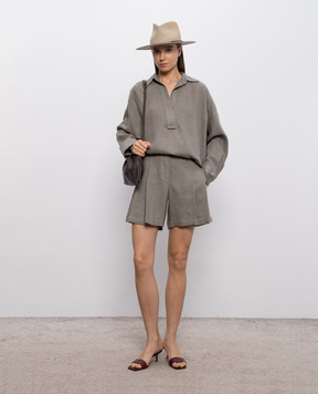 Brunello Cucinelli Серые шорты из льна MA698DV499